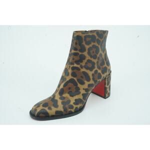 Christian Louboutin Adoxa 70 Ankle Bootie Size 37 NIB $1245 Leopard red bottom